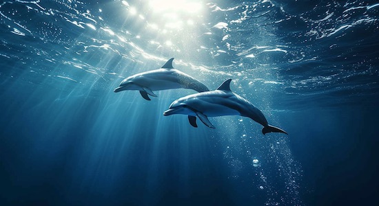 Deux dauphins dans l'océan